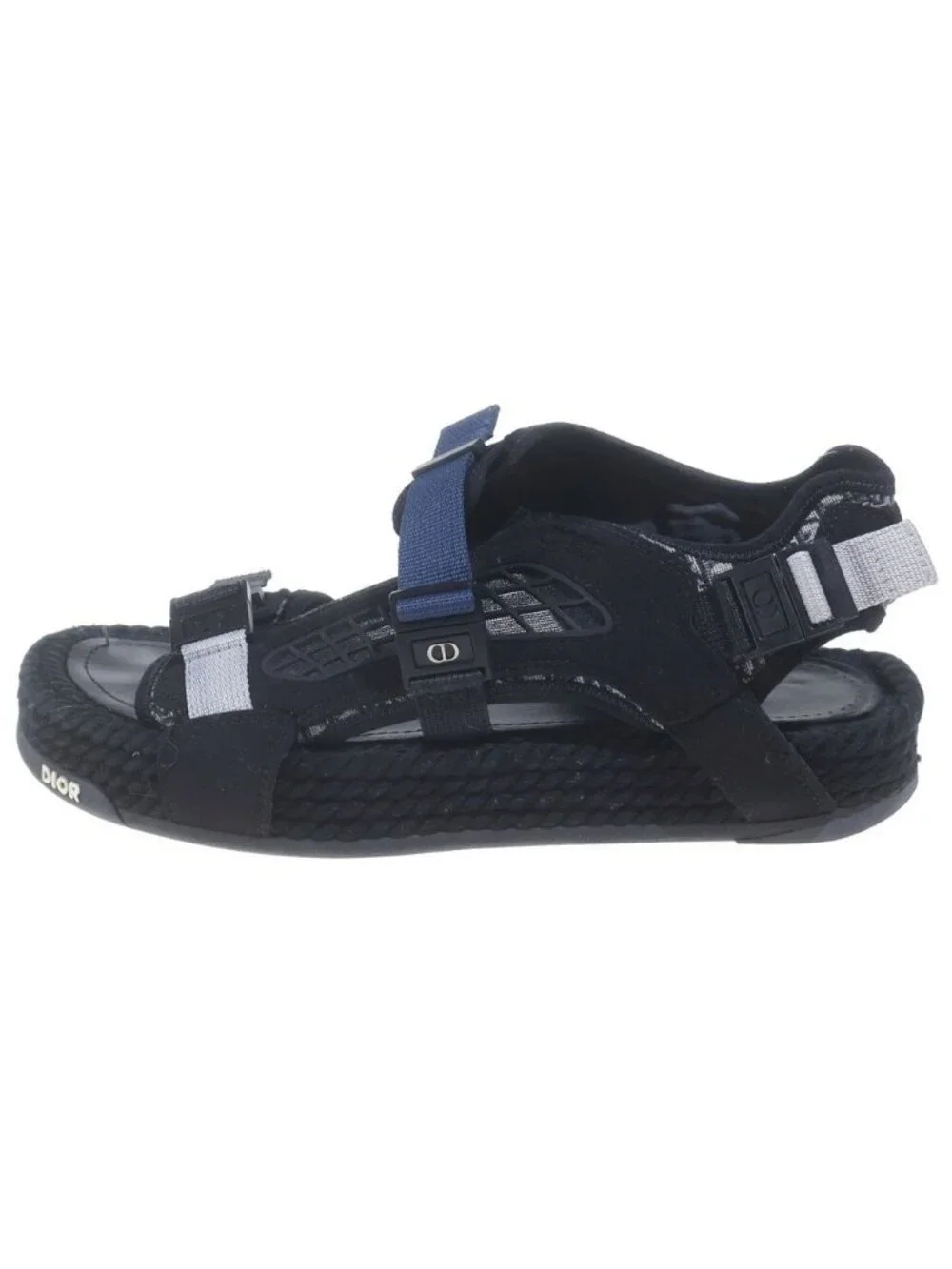 Dior SS Atlas Oblique Belt Sandals Black Blue